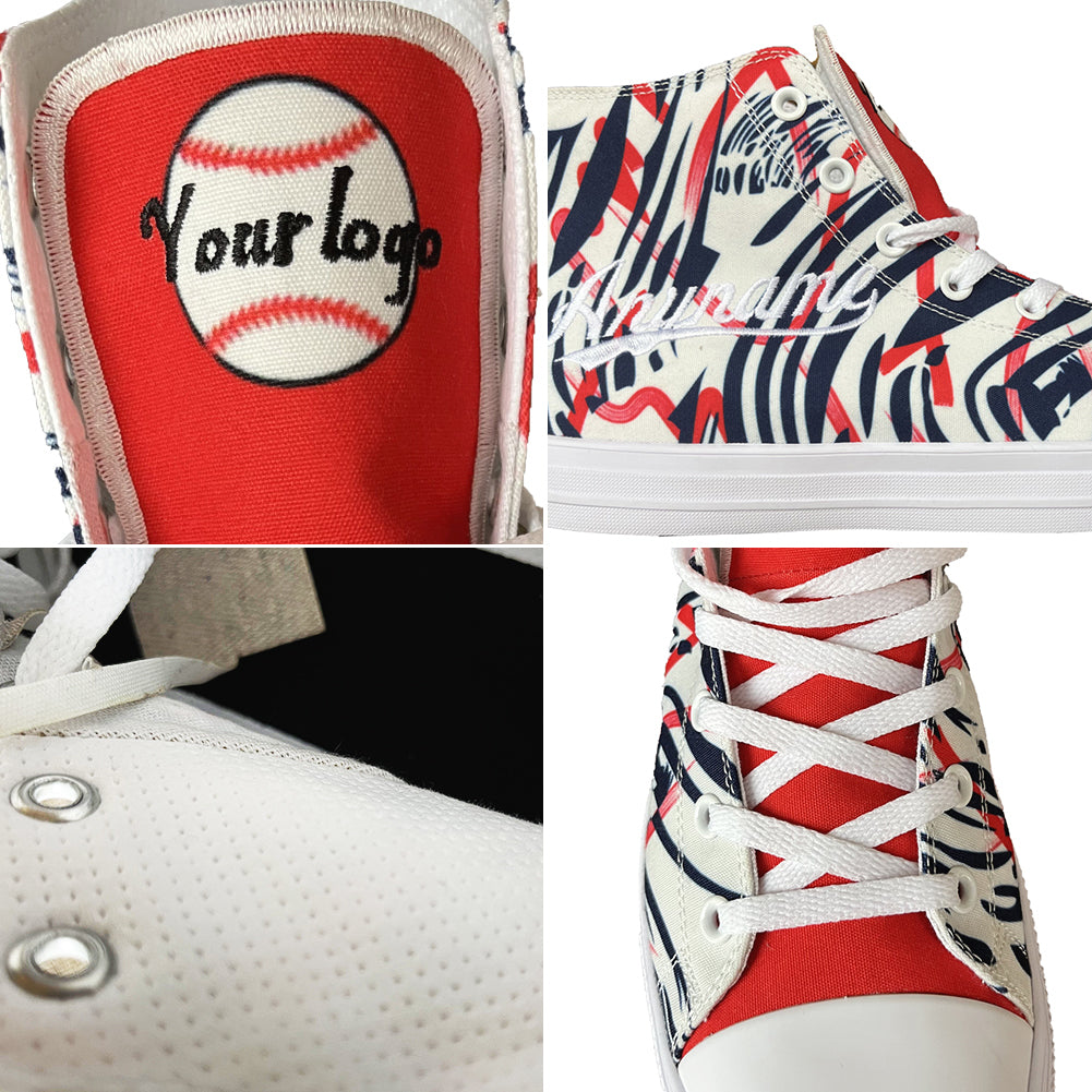 custom high top canvas shoes white-navy