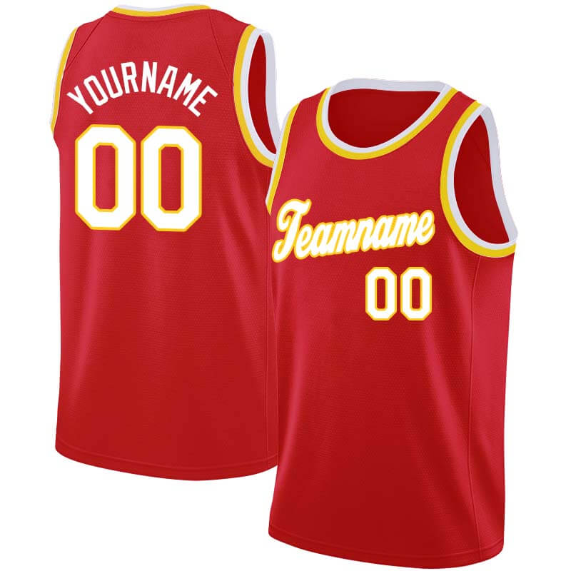 custom authentic  basketball jersey white-red-yellow