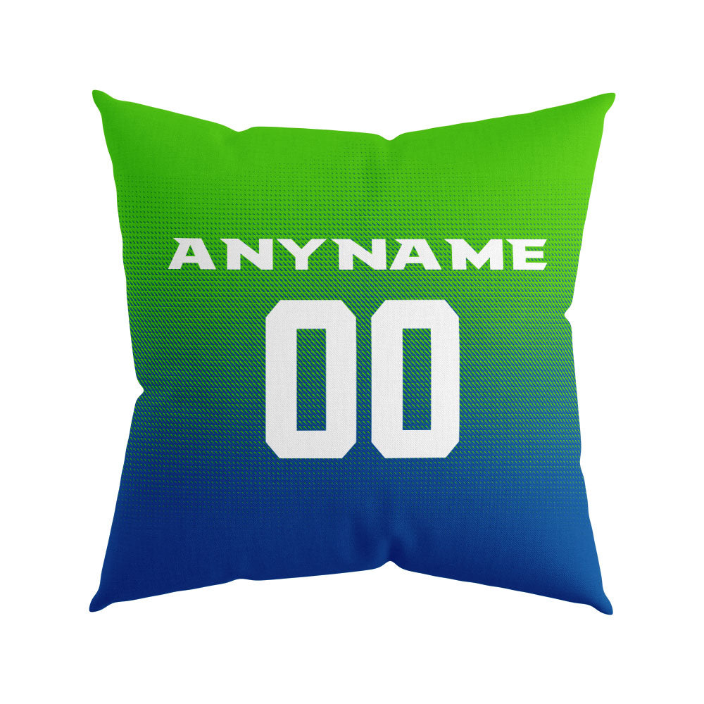 Custom Football Throw Pillow for Men Women Boy Gift Printed Your Personalized Name Number Navy&Neon Green&Gray