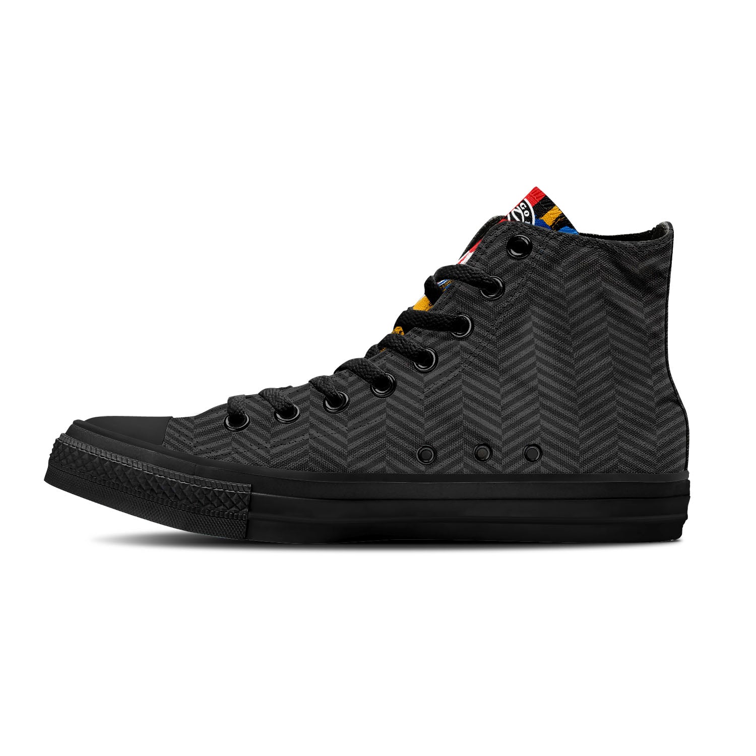 custom high top basketball canvas shoes black-gray