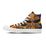 Artistic Flight: Central-High Canvas Shoes featuring Op Art Dragonfly Illustrations – Elevate Your Fashion Game for Both Genders