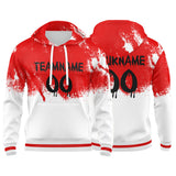 Custom Red White-Black 3D Pattern Design Bomber Full-Snap Varsity  Hoodie