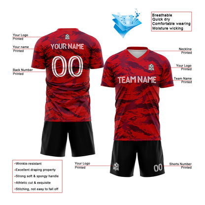 custom soccer uniform jersey kids adults personalized set jersey shirt red