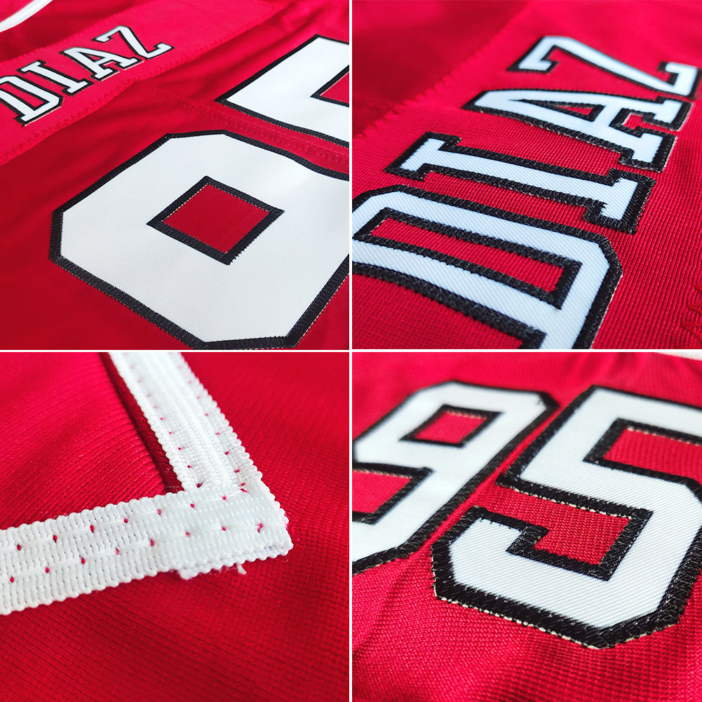 custom authentic football jersey red white-royal mesh