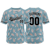 Custom Full Print Design Baseball Jersey gray blue