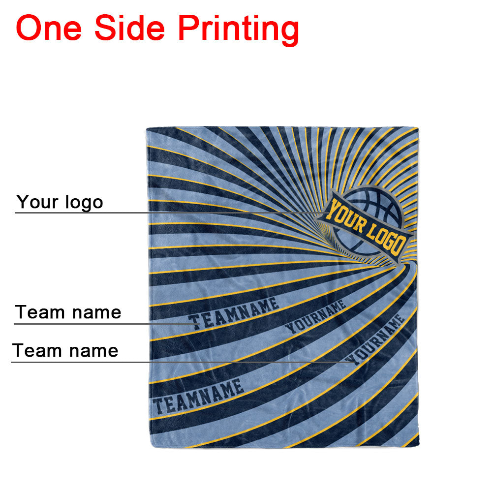 custom ultra-soft micro fleece blanket navy-light blue