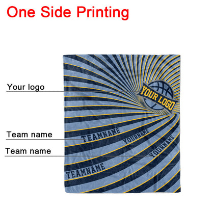 custom ultra-soft micro fleece blanket navy-light blue