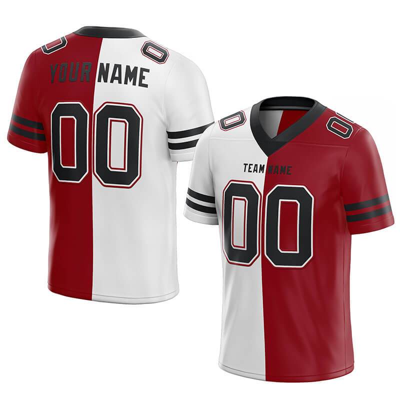 Custom Black White-Red Mesh Authentic Football Jersey