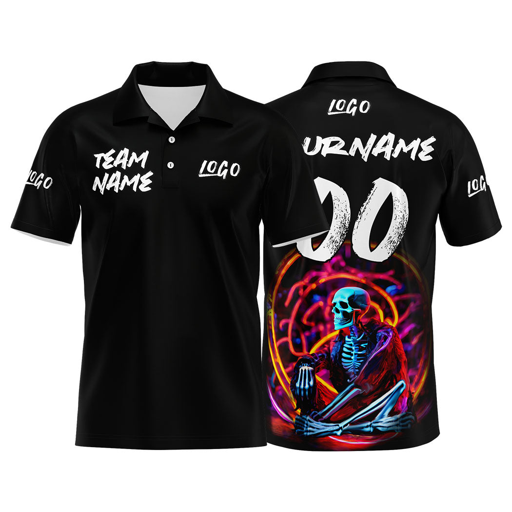 Custom Football Polo Shirts  Add Your Unique Logo/Name/Number Black&White