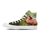 Abstract Oinks: Dive into a World of Artistry with Men and Women's Mid-Top Canvas Shoes - Pig Prints Transforming Each Step into an Abstract Expression of Porcine Beauty