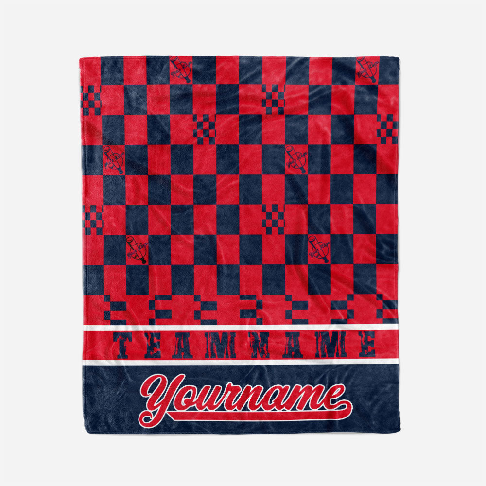 custom ultra-soft micro fleece blanket navy-red