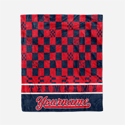 custom ultra-soft micro fleece blanket navy-red