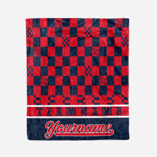 custom ultra-soft micro fleece blanket navy-red