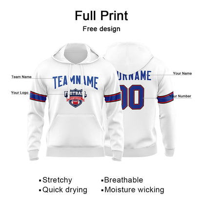 Custom Sweatshirt Hoodie For Men Women Girl Boy Print Your Logo Name Number White&Royal&Red