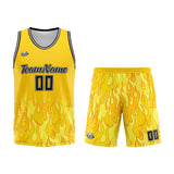 Custom Basketball Jersey Uniform Suit Printed Your Logo Name Number Flame&Yellow