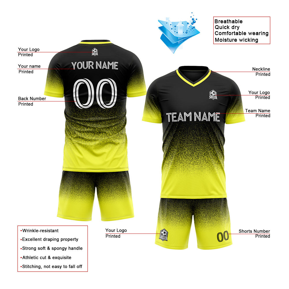 custom soccer uniform jersey kids adults personalized set jersey shirt yellow