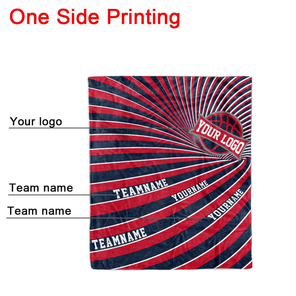 custom ultra-soft micro fleece blanket navy-red
