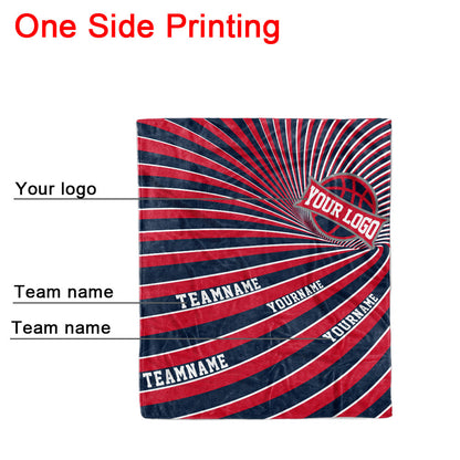 custom ultra-soft micro fleece blanket navy-red