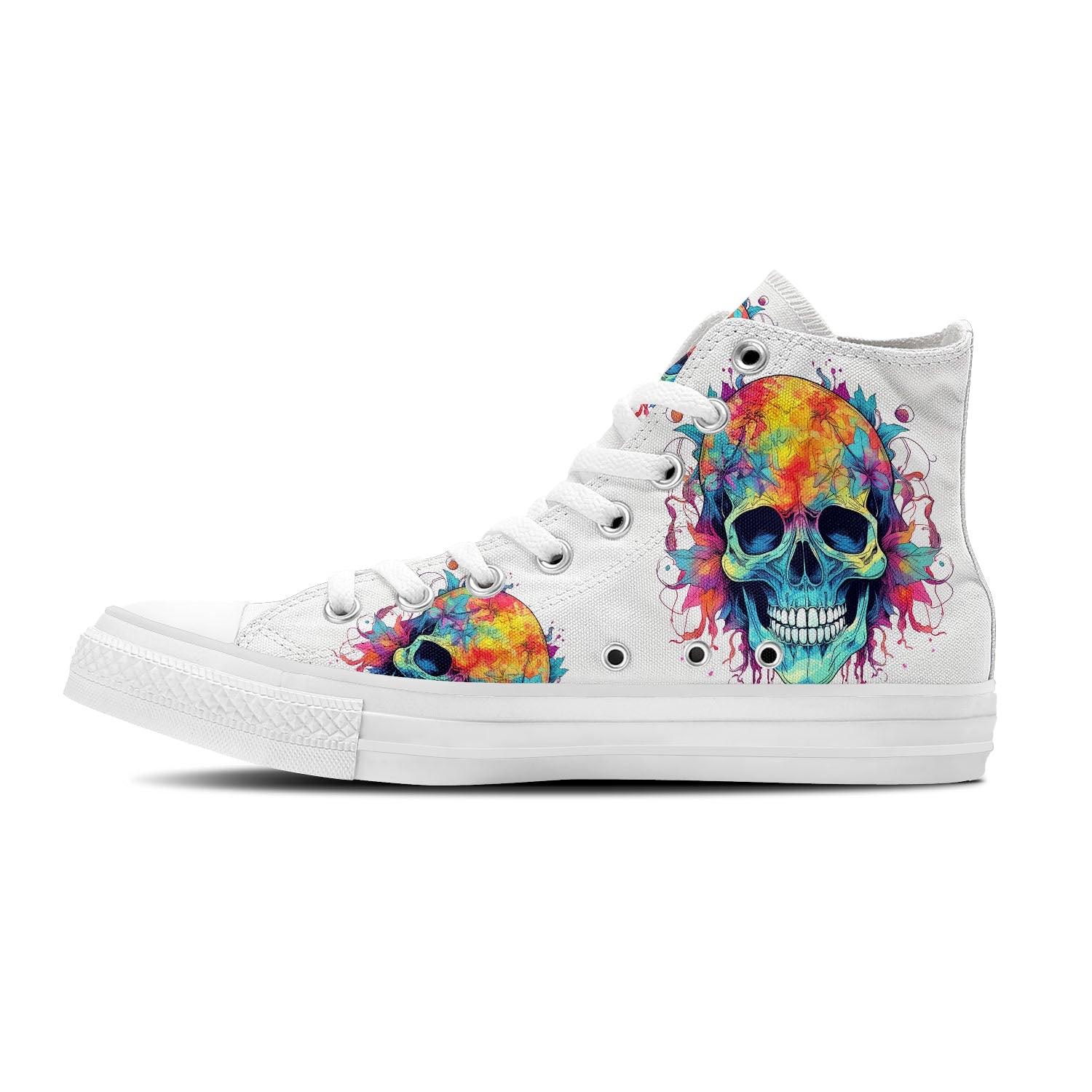 Pencil Perfection: Elevate Your Style with Central-High Canvas Shoes - Unisex Fashion featuring Skull Prints in a Captivating Array of Color and Pencil-inspired Detailing