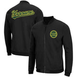 Custom Long Sleeve Windbreaker Jackets Uniform Printed Your Logo Name Number Black-Green-Yellow