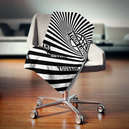 custom ultra-soft micro fleece blanket black-white