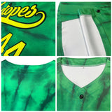 Custom Full Print Design Baseball Jersey White-Green