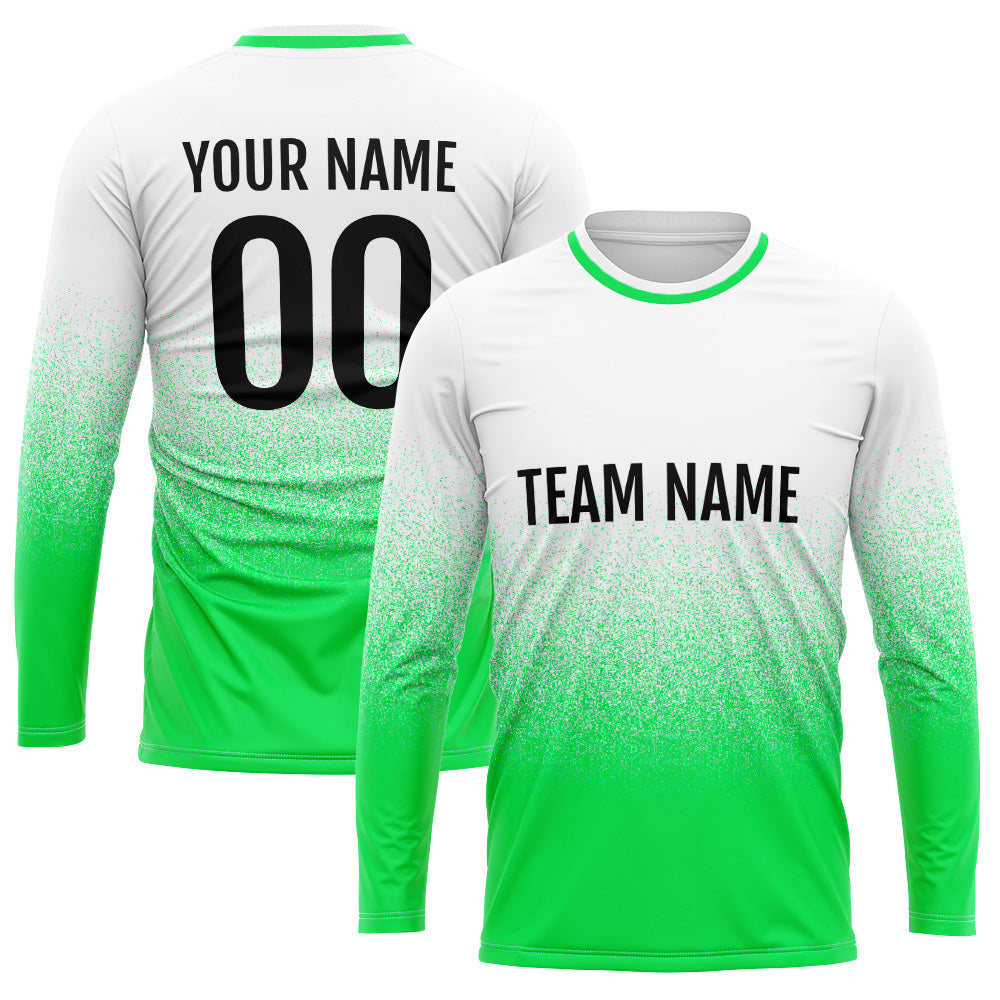 Custom Basketball Soccer Football Shooting Long T-Shirt for Adults and Kids White-Green