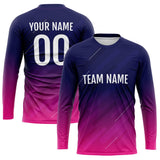 Custom Basketball Soccer Football Shooting Long T-Shirt for Adults and Kids Navy-Hot Pink