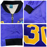 Custom Long Sleeve Windbreaker Jackets Uniform Printed Your Logo Name Number Purple-Yellow-White