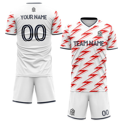 custom soccer set jersey kids adults personalized soccer white-red