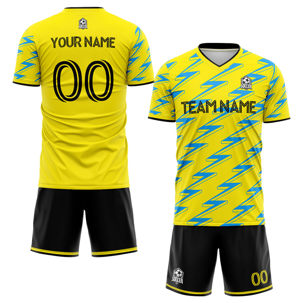 custom soccer set jersey kids adults personalized soccer yellow