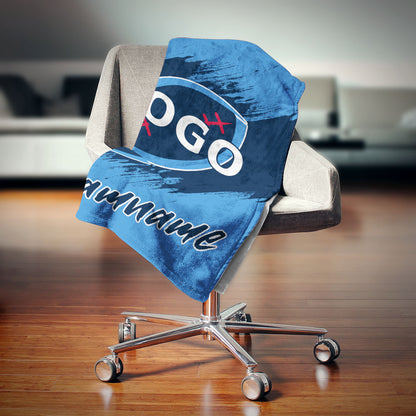 custom ultra-soft micro fleece blanket powder blue-navy