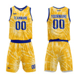 custom tie-dye basketball suit for adults and kids  personalized jersey yellow