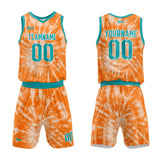 custom tie-dye basketball suit for adults and kids  personalized jersey orange