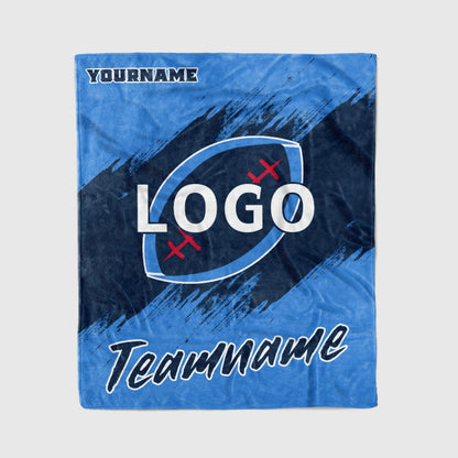 custom ultra-soft micro fleece blanket powder blue-navy