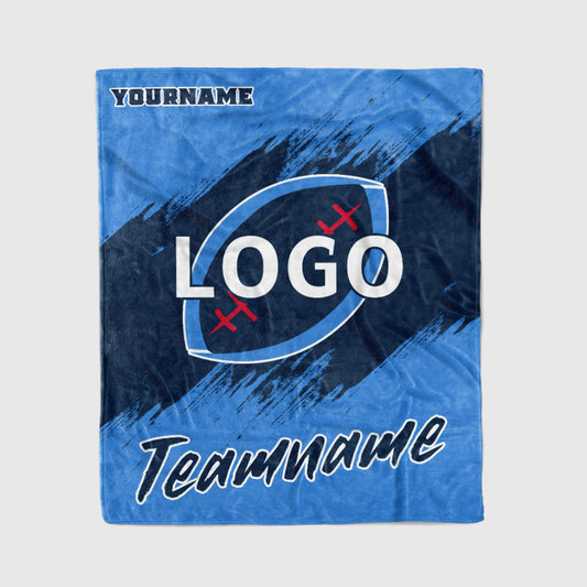 custom ultra-soft micro fleece blanket powder blue-navy