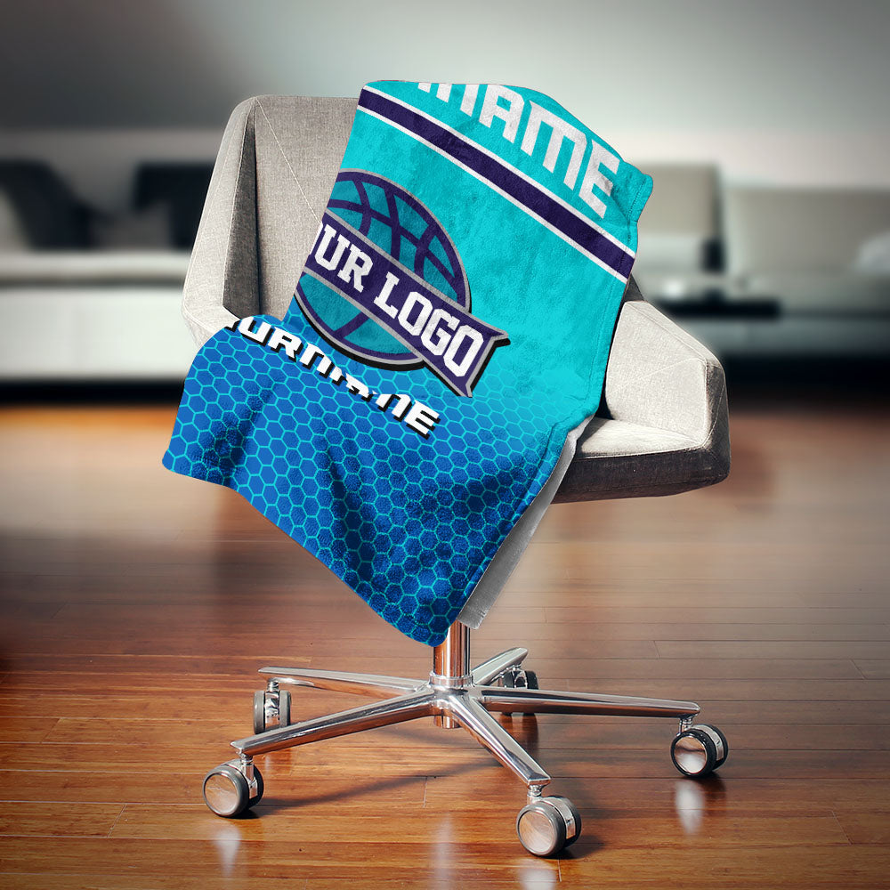 custom ultra-soft micro fleece blanket blue-aqua