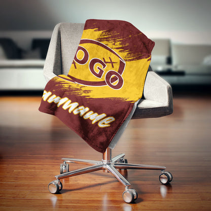 custom ultra-soft micro fleece blanket burgundy-yellow