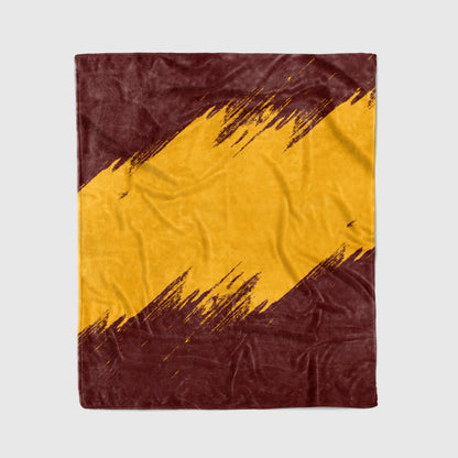 custom ultra-soft micro fleece blanket burgundy-yellow