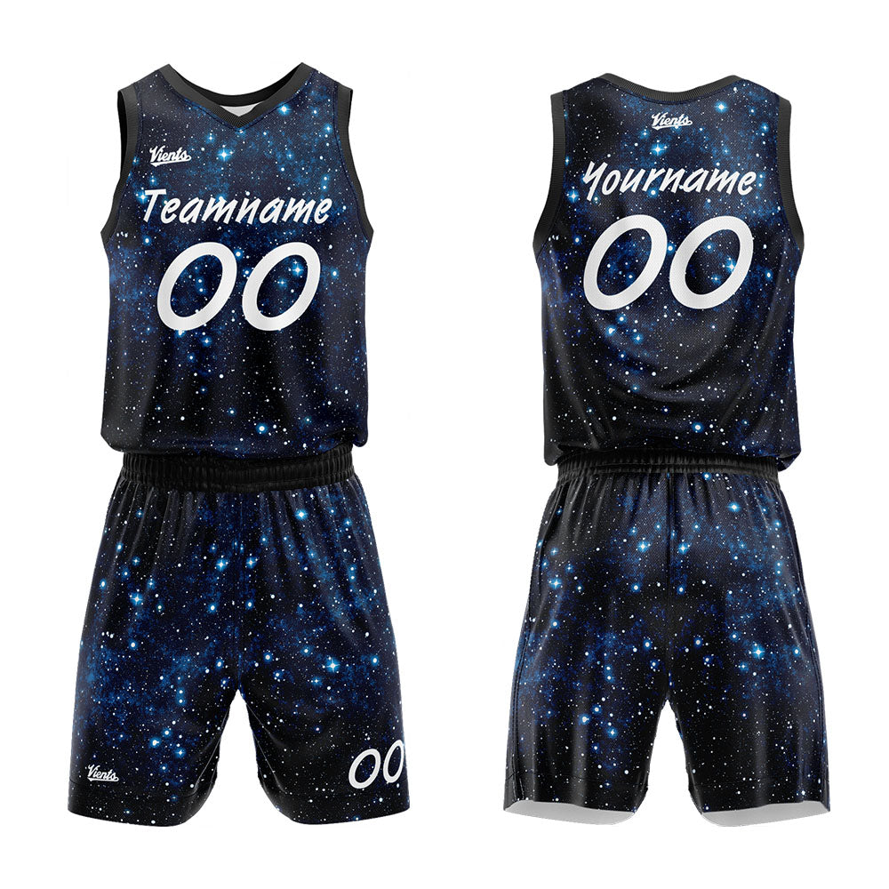 custom starry sky basketball suit for adults and kids  personalized jersey