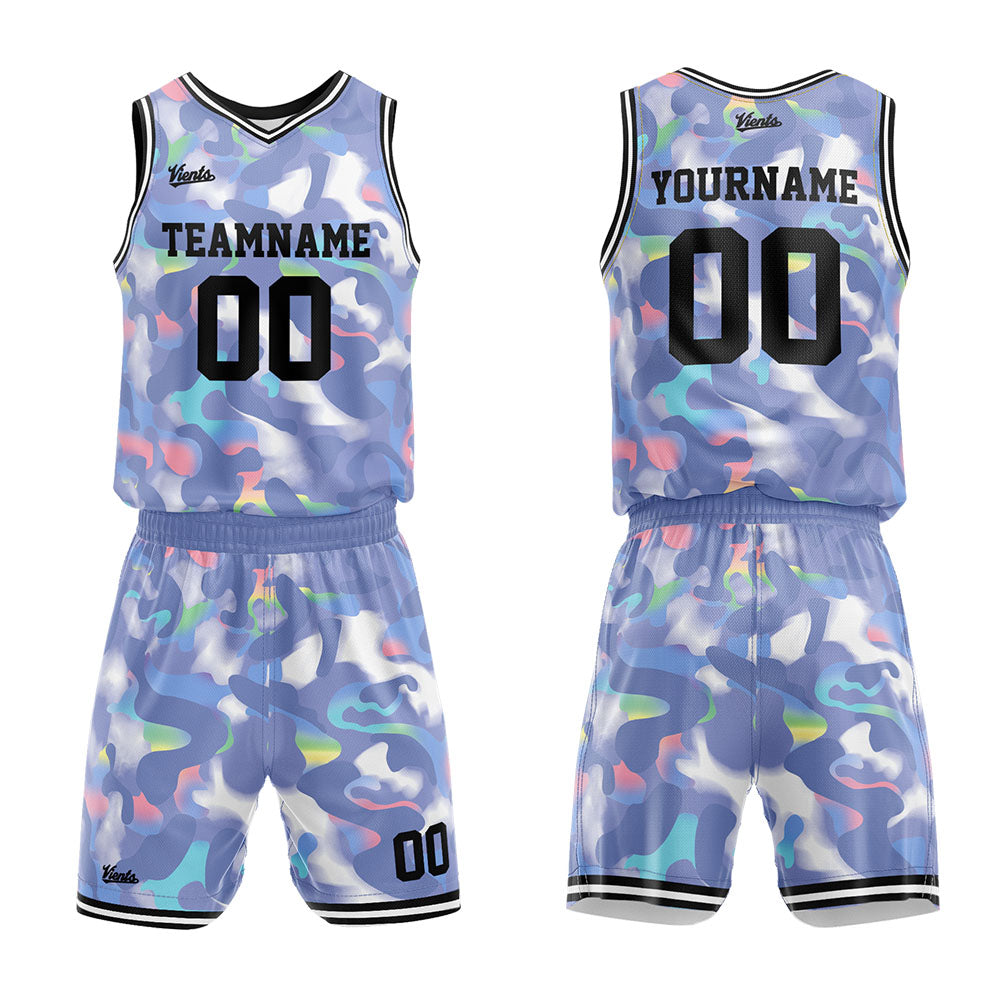 custom camouflage basketball suit for adults and kids  personalized jersey gray blue