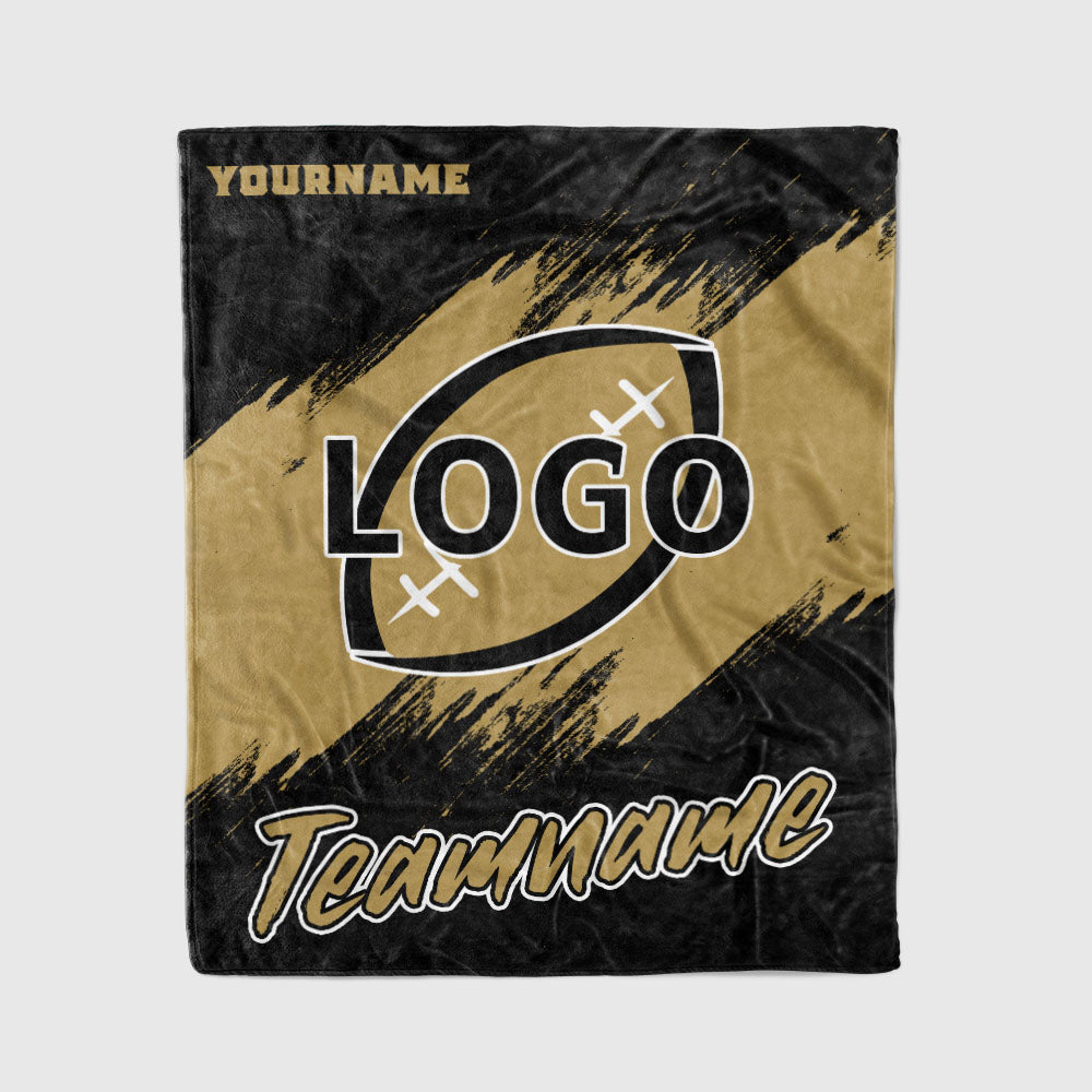 custom ultra-soft micro fleece blanket black-gold