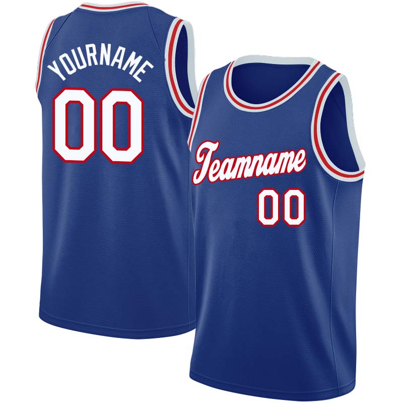 custom authentic  basketball jersey royal white-red