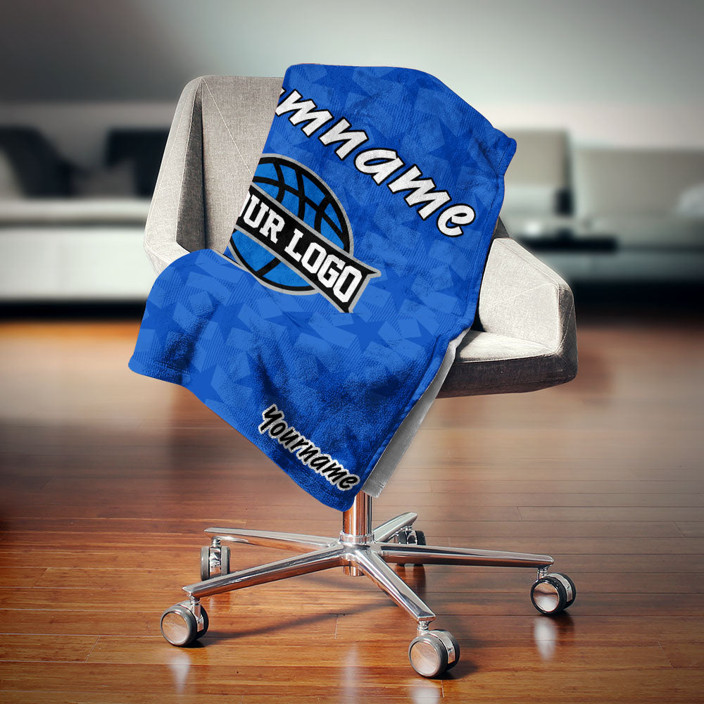 custom ultra-soft micro fleece blanket blue
