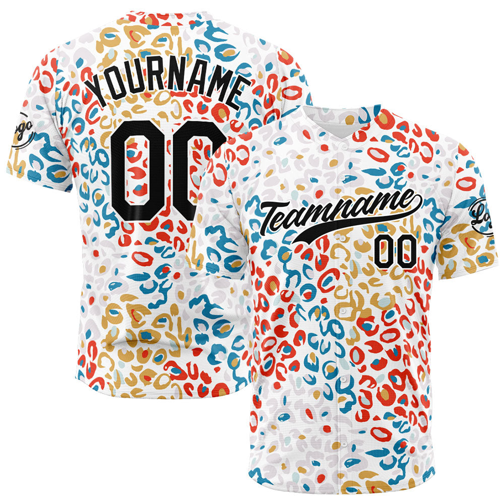 Custom Full Print Design Baseball Jersey Leopard print