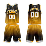 custom stripe gradient basketball suit for adults and kids  personalized jersey black-yellow