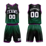 custom stripe gradient basketball suit for adults and kids  personalized jersey black-green