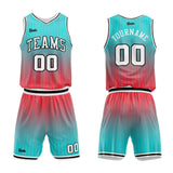 custom stripe gradient basketball suit for adults and kids  personalized jersey teal-red