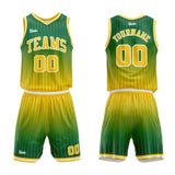 custom stripe gradient basketball suit for adults and kids  personalized jersey green-yellow