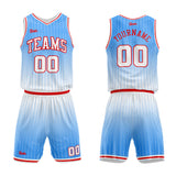custom stripe gradient basketball suit for adults and kids  personalized jersey light blue-white